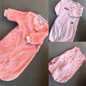 Three infant blanket sleepers.